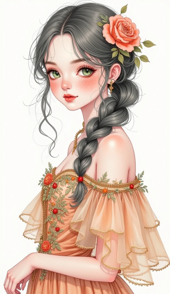 Master piece, high quality, a cute girl, blonde curly long hair, (twin ponytail:1.3), pink dress, gongbihua, flowers