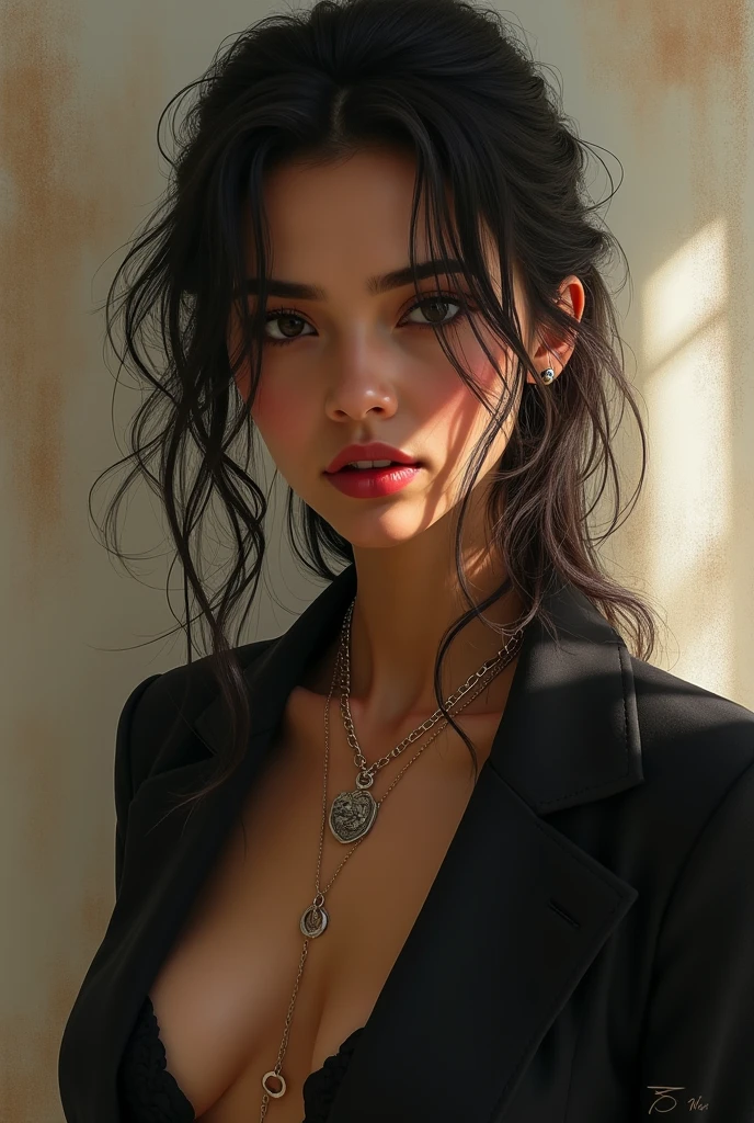 Obra maestra, highest qualityr, hermosa mujer joven,
(cuerpo perfecto), (senos grandes), (cuerpo completo), (Cara perfecta:1.1), (High detail:1.1), (Ojos hiper detallados), natural, (1chico:0.5), (Pale skin), cabello largo y negro, ethereal eyes, (cejas claras), solamente, Cabello largo, Jordan Barrett, dia, Camisa escotada y ajustada, pantalones de jean, Ombligo descubierto, labios carnosos, piel, proud expression, en el centro comercial, Antecedentes detallados, Arte de Artgerm, cinematic lighting, moda, BalenciagaStyle
