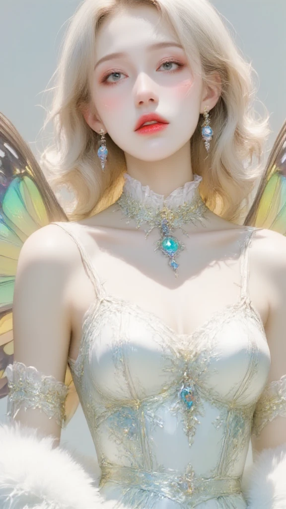 Game Art,Best image quality,Maximum resolution,8K,(A bust photo),(portrait),(Head close-up),(Rule of Thirds),Unreal Engine 5 rendering works,20 year old girl,((Queen)),The eyes are very detailed,(Large Breasts),Elegance and nobility,Light,Light线追踪,Game CG,((3D Unreal Engine)),OC rendering reflection mode,4K,Ultra-clear,Sensual,Translucent lace,Fair and plump figure,Pretty Face,Light泽凝胶涂层,身着华贵礼服的Queen,Crystal Gem Crown,Necklace jewelry,blue eyes,The tattoo is very three-dimensional,Gorgeous and intricate tattoo designs,Ultra-clear portrait,Sexy body,Temple Princess,Sapphire eyes,Fine gold and diamond jewellery,Luxurious jewelry,Wearing diamond gemstone jewelry,Gorgeous jewelry all over the body,Pearl Necklace,breasts symmetrical