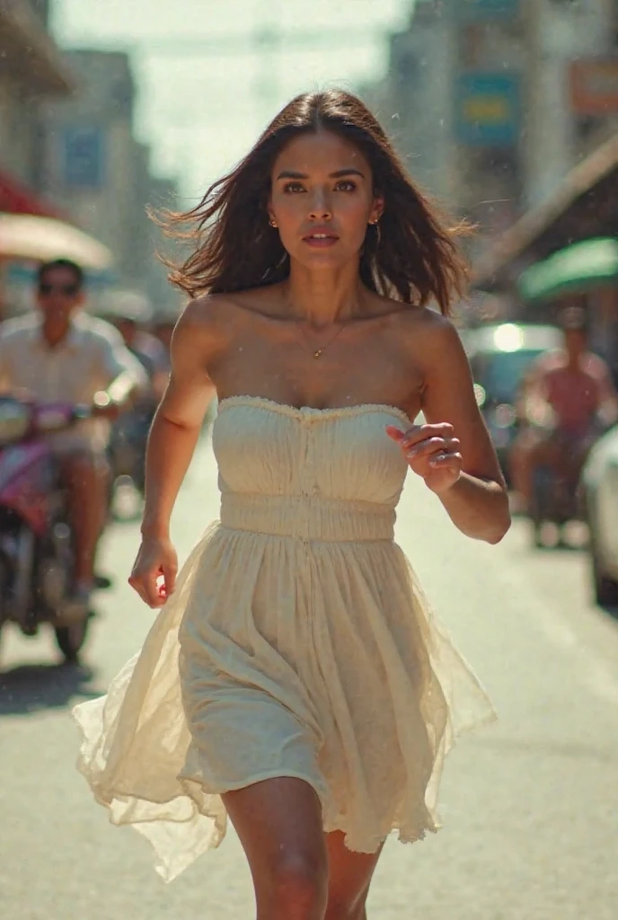 (yes NSFW), (1girl), 2 Italian girl with long straight black hair running, girl running alone from flood and big waves, (single girl: 1.3), girl wearing a very long sheer night dress, skirt  Buddy lifts her dress to reveal her groin area.   ((Lifting the dress by yourself)))、(Lifting it by yourself)、Pants off your skin、No panties、Red blush、Lips parted, looking at the viewers, wind moving the dress showing her perfect ass.   (Front view: 1.3).   Eyes towards the camera, beautiful face.   He runs through the streets of Morocco.   Garbage dumps nearby, distant roads, abandoned buildings, garbage all over the ground, cityscape.   He flees from the flood and the great waves, a beautiful face.   Eyes closed, mouth slightly open, smooth skin, real pores, (wind skirt), heavy rain, hide your hands, don't show your hands.   fog, smoke, front view, best quality, fine detail, {{masterpiece, best quality, very detailed CG, unity 8k wallpaper, cinematic lighting, lens flare}}.   ((ultra detail)), (ultra detail), best quality, ultra high definition, (8k, photo RAW, masterpiece, realistic, realistic: 1.4), 8k uhd, dslr, absurd, ray tracing, texture  High quality, intricate detail, fine texture, fine detail.   Highly detailed CG Unity 8K wallpapers, high quality, masterpiece, real, photo real, dramatic lights, sunrise brightness, light scattering by particles in a colloid like a very fine suspension (a cell), Tyndall effect: 1.5)0