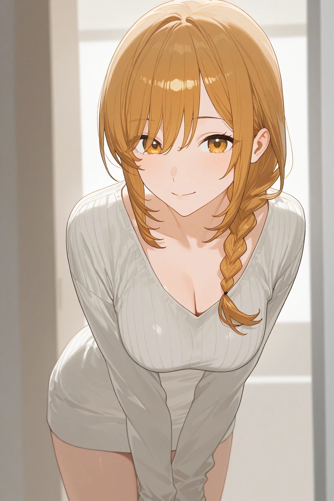 (Highest quality, 8k, masterpiece :1.3),Mrs. Yuigahama,ガハMom, As I expected, my youth romantic comedy is wrong。, One woman,Bun Hair,30 years old,Mom,Orange Hair,nsfw,Bewitching Smile,Sexy pose,Sex with a man,Penis insertion,Normal position