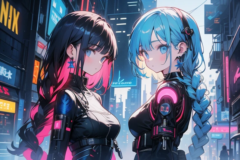 Two girls fighting with guns。