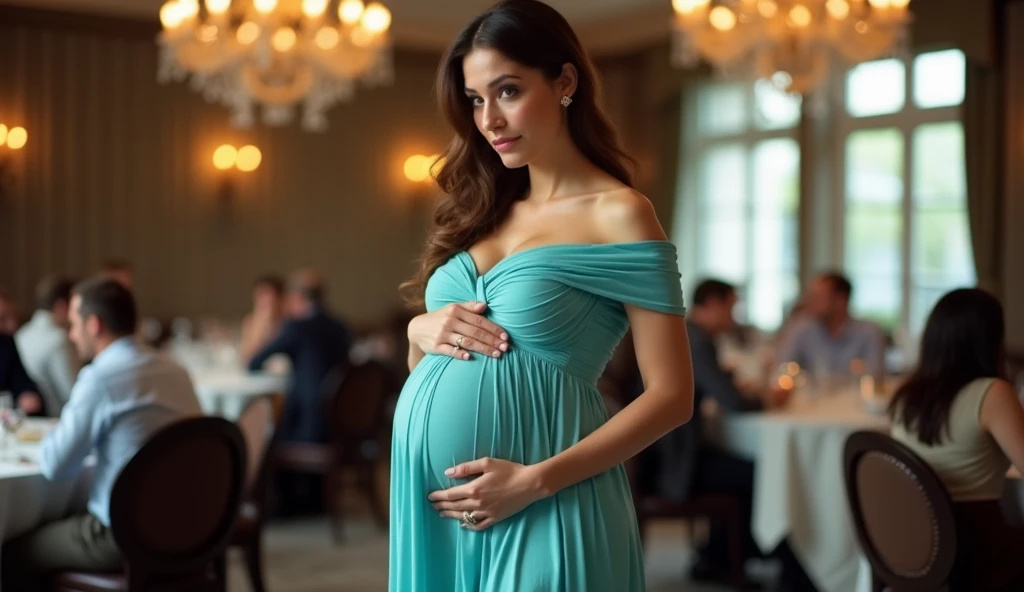 Beautiful pregnant middle-aged woman