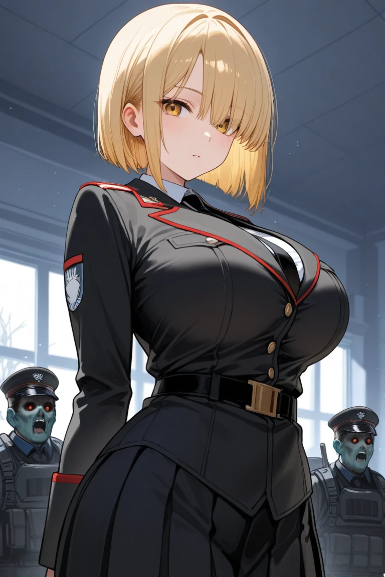 big breasts robot German fascist officer public