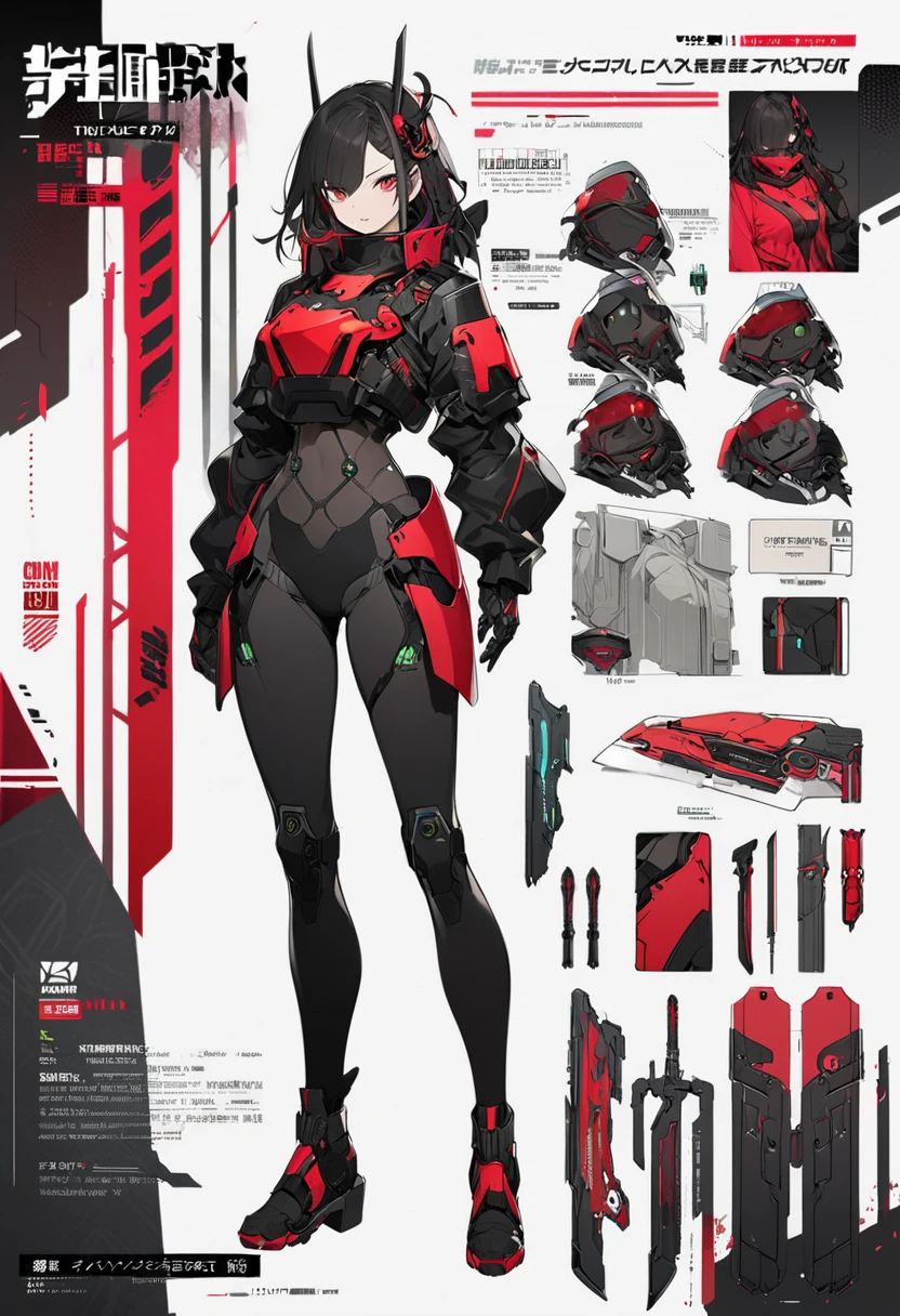 live2Dキャラクターパーツテンプレート, Parts Assets,Live 2D vtuber model assets,Red Ponytail、Black pilot suit