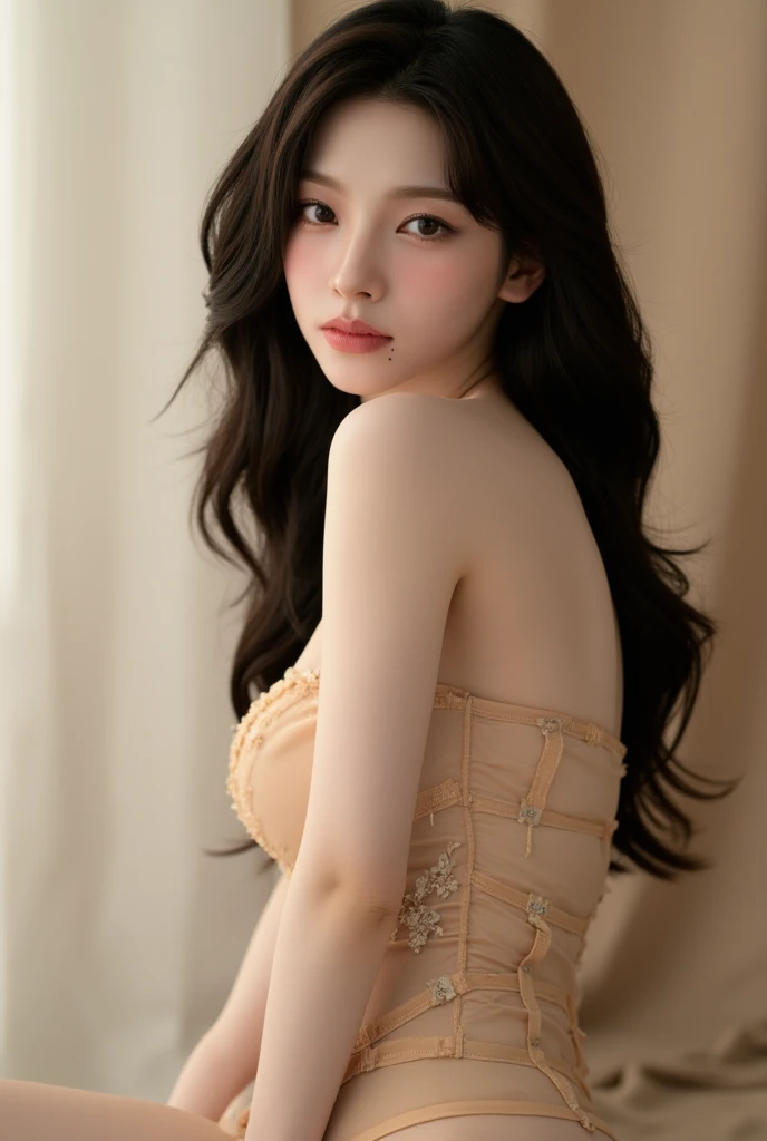 (high details:1.4)、(surrealism:1.4)、(soft lighting:1.05)、32,000、1 woman、realistic lighting、face lighting、ray tracing、(brightened light:1.2)、(improve quality:1.4)、(Realistic textured skin of the highest quality:1.4)、original photo, lifelike, full body woman love, bed, soggy, big bust, stylish hairstyle, pale skin, black eye, pink lips, (Beloved), (:1.1), ~Through, detailed background, detailed face, delicate eyes, good hair, Anatomically correct body, elastic skin, make up, masterpiece
