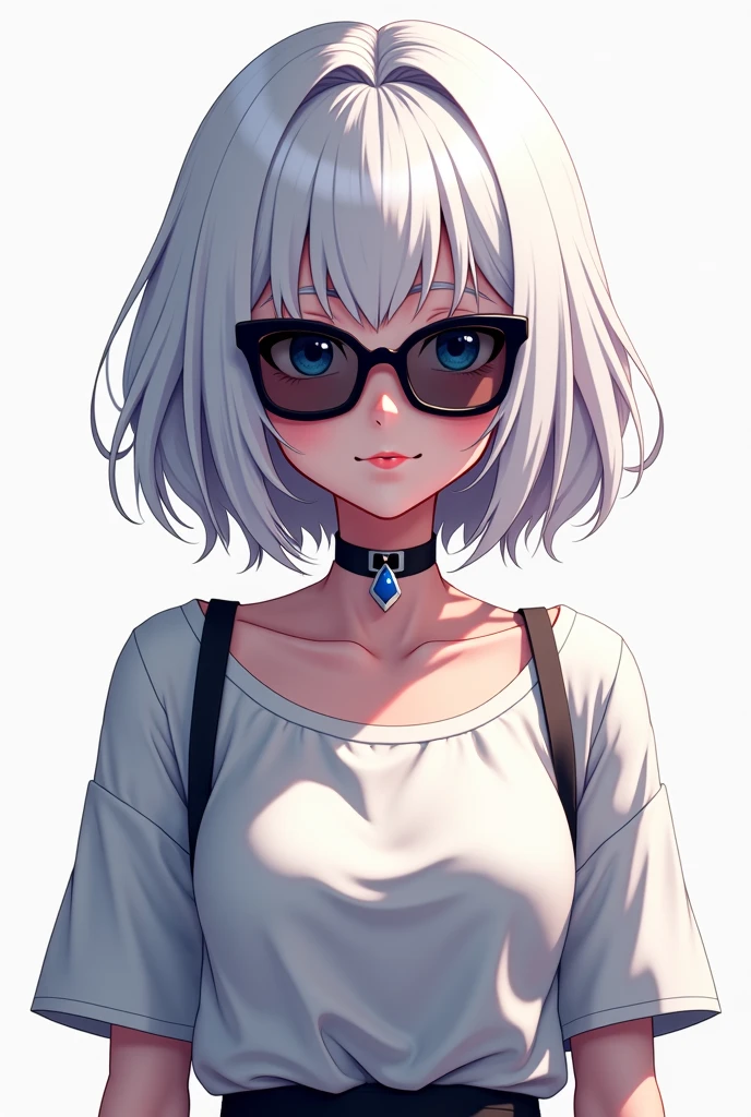 anime, a woman with glasses and a black jacket on, artwork in the style of guweiz, guweiz, girl with short white hair, girl with white hair, perfect white haired girl, beautiful anime portrait, high quality anime artstyle, anime vibes, anime style. 8k, guweiz masterpiece, clean detailed anime style, portrait anime girl