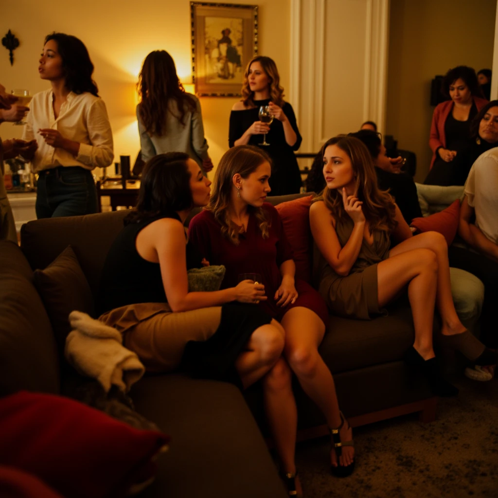7 people sitting on the sofa in the living room
