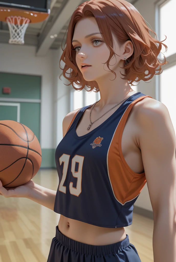 4K,masterpiece,High resolution,Very complicated,Realistically,((Sweaty 1.5)),((Shiny skin 1.5)), whole body,Summer noon, Play basketball,Basketball Pose,Basketball Uniform,Thighs, 1990s\(style\),White skin,(Sweaty cleavage 1.2), (Highest quality), (High resolution), (Extremely delicate and beautiful),Beautiful 8k face,(Brown eyes),(Beautiful breasts),(Basketball Sportswear),((Play basketball)),((Basketball court background)),, closeup cleavage,Highest quality, RAW Photos, Realistically, Cute face, Buatigarh, Adorable, Pink shorthair, Depth of written boundary, Super detailed, Cinema Lighting