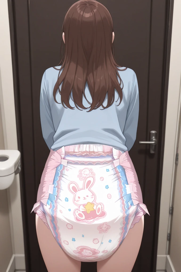 1girl,full diaper,messy diaper,toilet,yor.