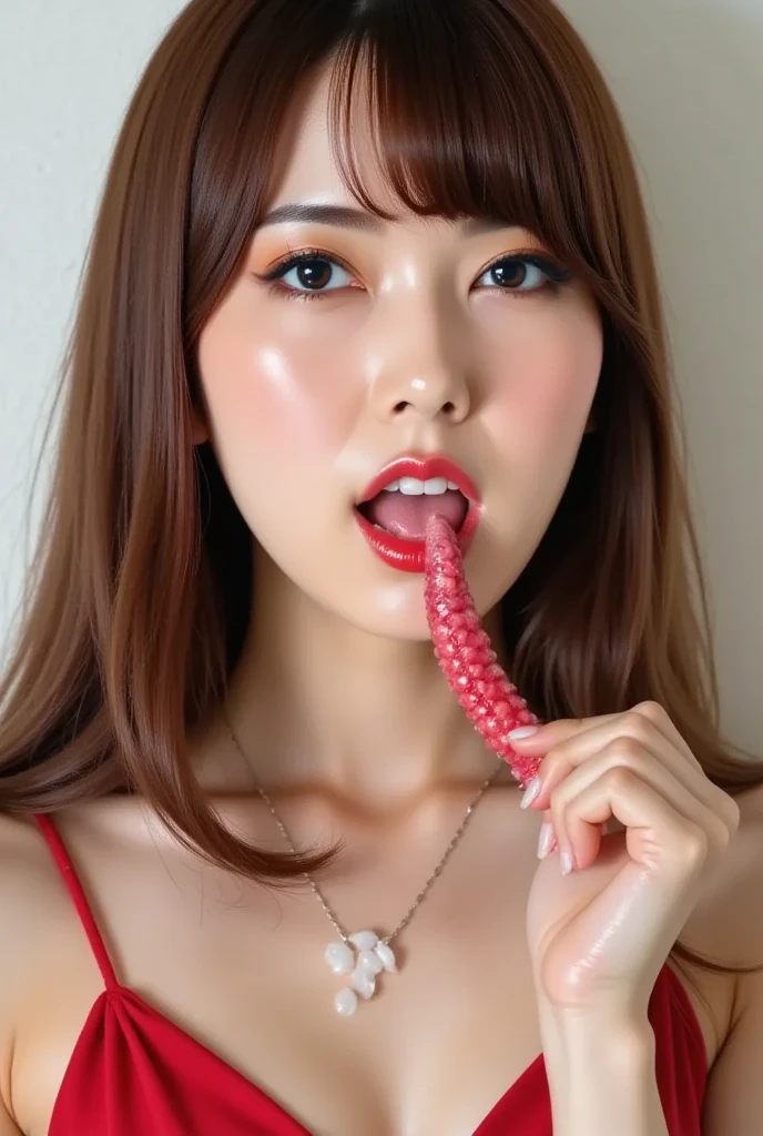 Redhead girl masturbating with a dildo