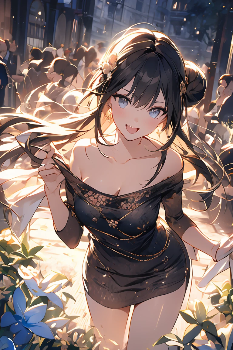 martial arts、PC Wallpapers、One person、Dark long dress with little exposure、Beautiful woman with a smile、kawaii pose