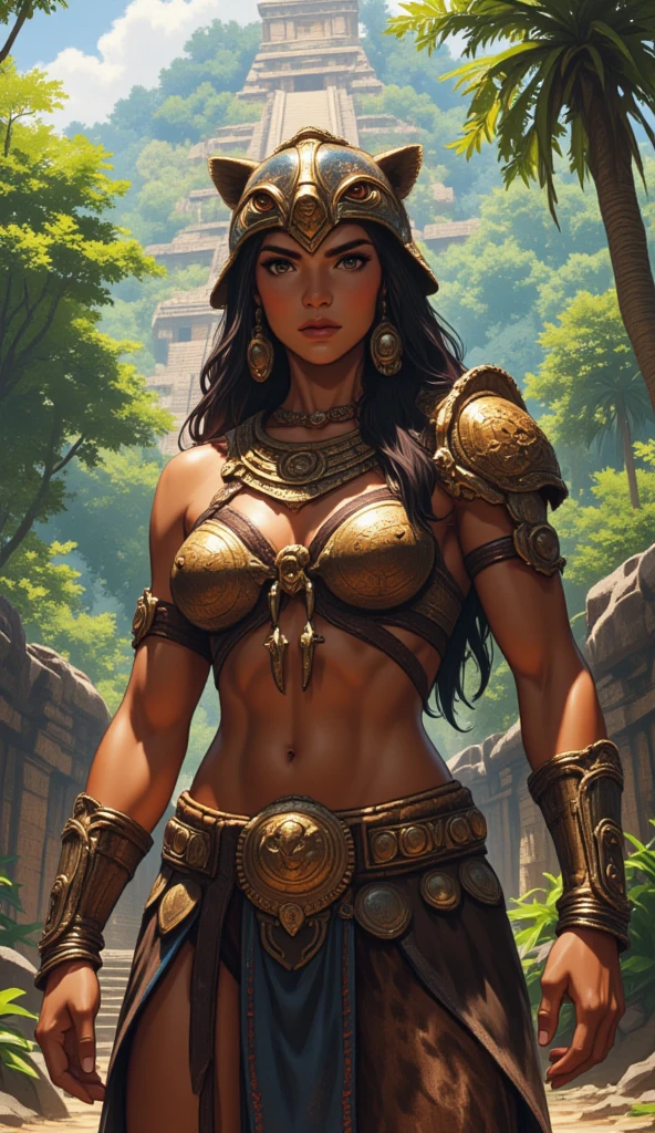 Full body, full-length portrait, ecliptic bikinicore muscular bodybuilder female, wearing a long and pointy felt phrygian cap, anthropomorphic crab costume armor, curvaceous, pin up, sagacious Zu, olive skin, Asian, thick eyebrows, long eyelashes, eyeliner, freckles, long straight nose, thin lips, short weak chin, chubby cheeks, close-set amber eyes, very long straight black hair, multiple braids, braided ponytail, braided bangs, huge cameltoe, fat lips, (((((armpit hair)))))
