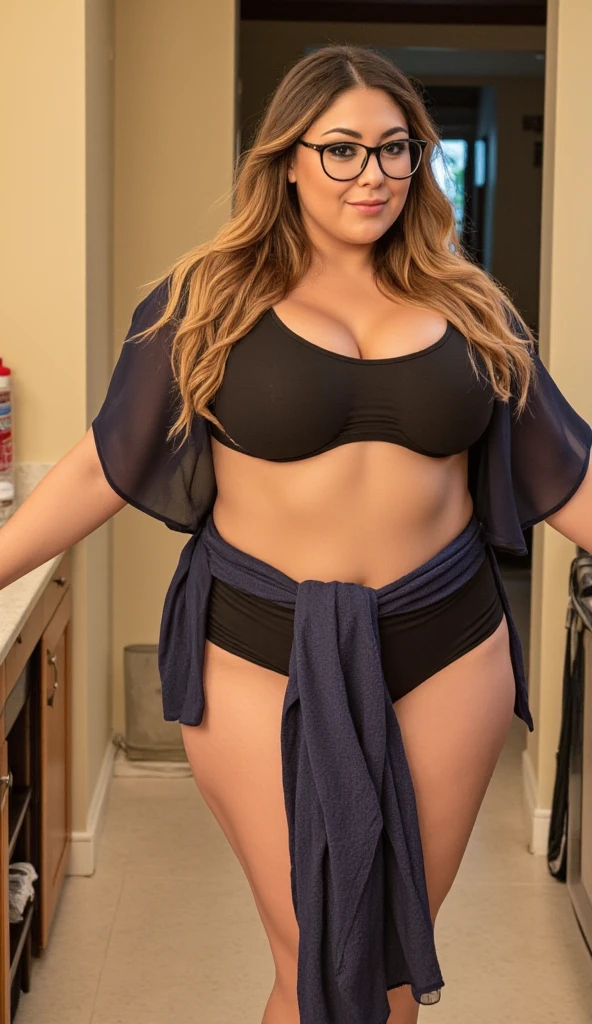 1 mature woman in, 60 years old, Alone, casual hair, curvy body, Looking at Viewer, grayblondehair, Bare shoulders, Brown eyes, jewely, Full body, a necklace, off shoulders, (wearing elegant patterned yellow heart tie tube Lacy Bikini), Distant photo, Realistic, A sexy one, beautiful colour, Perfect skin, 3 bust size, instagram (Realistic, A high resolution),photo size 3:4, 1 cute sexy mature woman, large expressive blue eyes, happy, (8K, raw photo, Best quality, High detail, curvaceous forms, curvy body, seductive pose, in the studio Foto with three ports lighting, with black wall background, Her back is turned to the photographer.