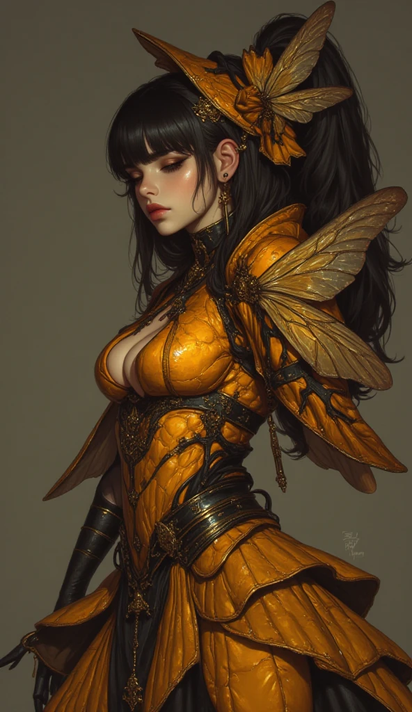 NSFW、blacklight、Real Art、Very delicate and beautiful mature bee、ultra-definition、1 milf、black and yellow hair、Hornet personification、atrocious、macabre smile、(((Spooky horror、canny、vhorrified、The Monster、Moveki、Maniacal))Glowing black eyes、planktonic、Detailed light、illstration、dynamic ungle、depth of fields、(((((A MILF))))、Anthropomorphic hornet queen、long black and yellow hair、Show me your fangs、Beautiful fece、(super A high)resolution、Top image quality)、(8K、Raw photo、Top image quality、masterpiece)、technological sense、Top image quality、masterpiece、illstration、CG、A sense of unity、wall-paper、offcial art、astounding、finely detail、extremely delicate and beautiful、ighly detailed、ighly detailed、Sharp focus、Rich background、(Real people、Imagen)、((high-detailed skin))Vicious face、macabre smile、 a closeup、creepy pupils、Shadowed face、bags under eyes、Big smile、tusk、Golden pupil、creepy eyes、mad face、Constricted pupils、Black sclera、Abominable mature woman from another world、8K、Big plump breasts、sharply elongated claws,Wasp needles,A sexy,black and yellow wasp pattern,