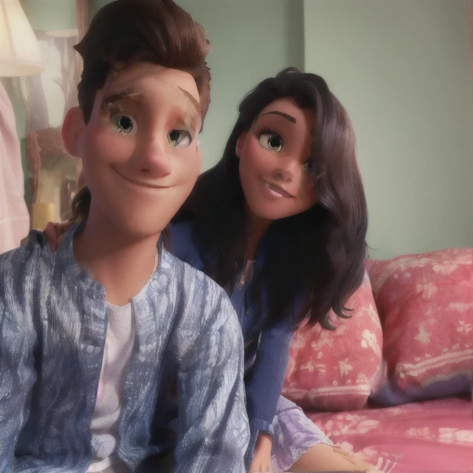 Young couple in love, pixar characters