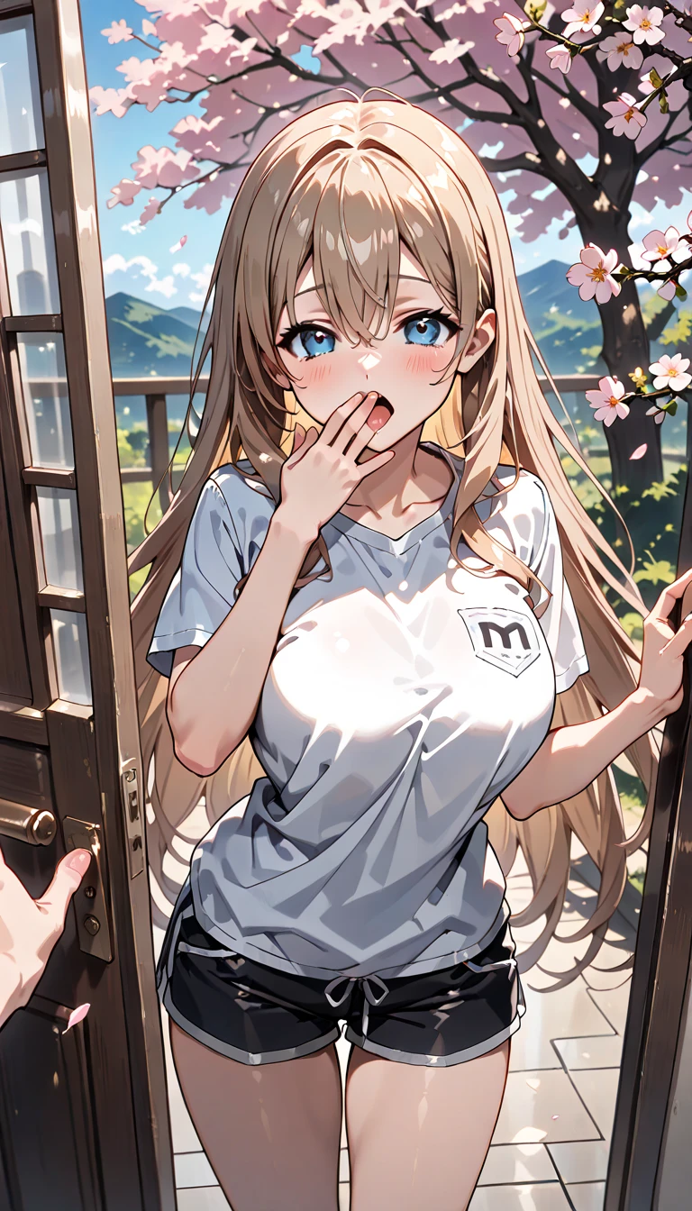Wearing a yellow hat　Super childish and super cute　Super young body type　A large red leather bag　Face zoomed in to fill the entire screen　A huge amount of semen is ejaculated into her face by two penises, leaving her face covered in semen　Holding two penises in her hands and licking them
