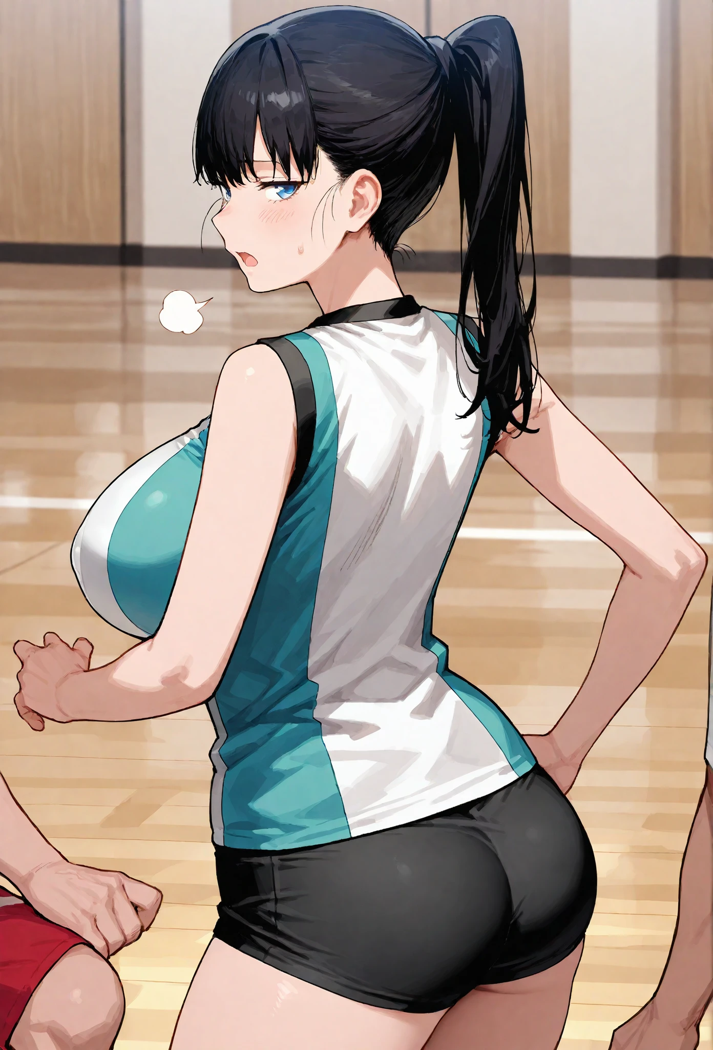 gym, hot, sweating, sweaty, tan, big , tan skin, flustered, blush, purple clothes, purple top, sex while exercising purple yogapants yoga pants, ponytail, black hair, curvy woman, sexy, pinned down, sex while exercising , sex while exercising, pinned fown by men, sex, one leg up, , sex pinned down against the wall, pinned against wall, milf, milf pinned down by a group of guys, , sex, sexy, milf, humorous breasts, curvy body, nsfw, 🔥 eyes wide open, shocked, !!! , fully covered, in gym, in gym hall, groped, purple top, purple yogapants, shocked expression, disgusted , kneeling, kneeling, woman jerking off penis, woman jerking off man
