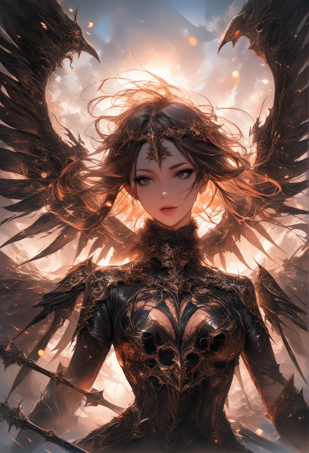 official art, unity 8k wallpaper, ultra detailed, beautiful and aesthetic, masterpiece, best quality, (zentangle, mandala, tangle, entangle), (fractal art:1.3) , 1girl, extremely detailed, dynamic angle, cowboyshot, the most beautiful form of chaos, elegant, a brutalist designed, vivid colours, romanticism, by james jean, roby dwi antono, ross tran, francis bacon, michal mraz, adrian ghenie, petra cortright, gerhard richter, takato yamamoto, ashley wood, atmospheric, ecstasy of musical notes, streaming musical notes visible