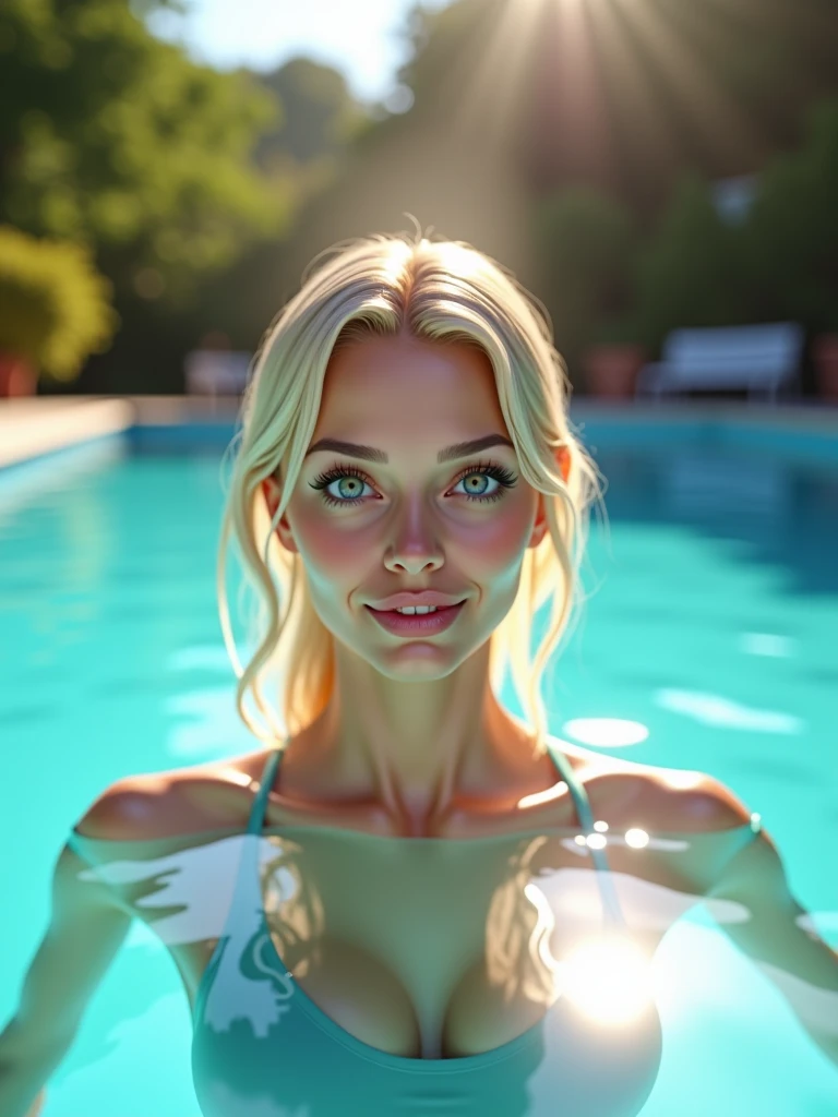 beautiful lighting, premier quality, Cinematic fashion image (charmante Elsa Jean , 19 ans ) , playing in the water in a Texas pool, (wearing a small, tight-fitting and ultra-thin 2-piece swimsuit), (Perky- delineado), (Rose parfait - Contour) (all wet) , dark atmosphere, corps tonique, Belle minceur , convenir ,FEMME SEXY, ouvrir bouche, )Des mains parfaites , Doigts parfaits , dents parfaites) yeux bleu vif , grand, couleur de cheveux blond clair , Micro jupe minuscule, , Grand clivage , Belle femme en silhouette parfaite, ((Gros seins)), grand, Abdominaux minces, very detailed face and skin texture, detailled eyes, 二重まぶた, anatomie parfaite proportions corporelles , disque dur , Hdr , Nikon Z9 80mm Mola , Master part