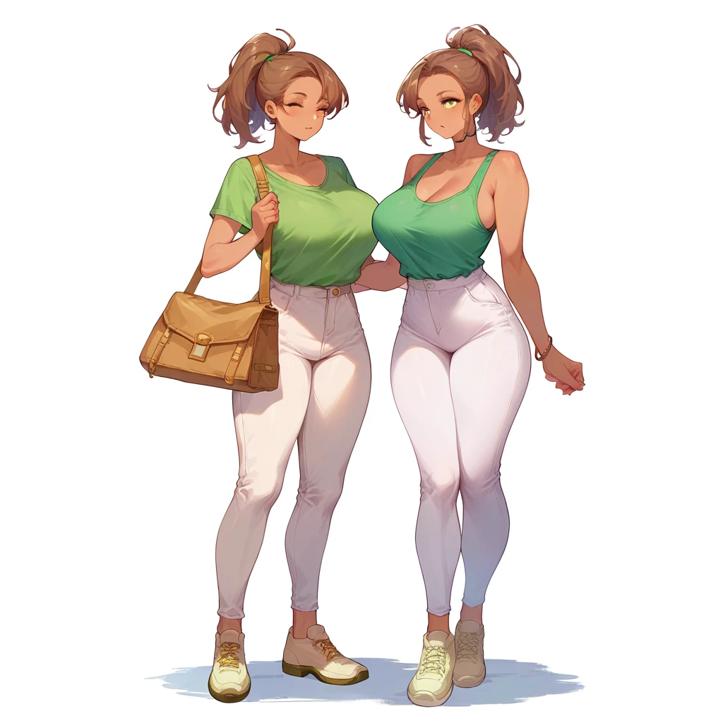 A girl who has honey-colored eyes and short, neck-length, wavy dark brown hair..... She has a somewhat chubby physique and few curves.., brown skin.. Cara redonda, rasgos tiernos y amables. Lleva una camisa y unos pantalones cortos. bosquejo. sombreado. Encendiendo. Cuerpo completo.