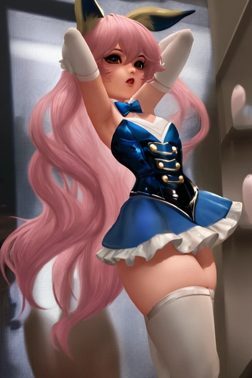 score_9, score_8_up, score_7_up, score_6_up, score_5_up, score_4_up, cel-shaded,
1girl, solo, full body, eyeliner, eyeshadow,
dark background, night, western architecture, indoors,
(school uniform, thighhighs, covered toes:1.2), feet,
standing, naughty face, posing, frome above, face close-up,
zPDXL2 <lora:Belle_Delphine_for_PonyXL:1.0> belle_delphine, long hair, pink hair,