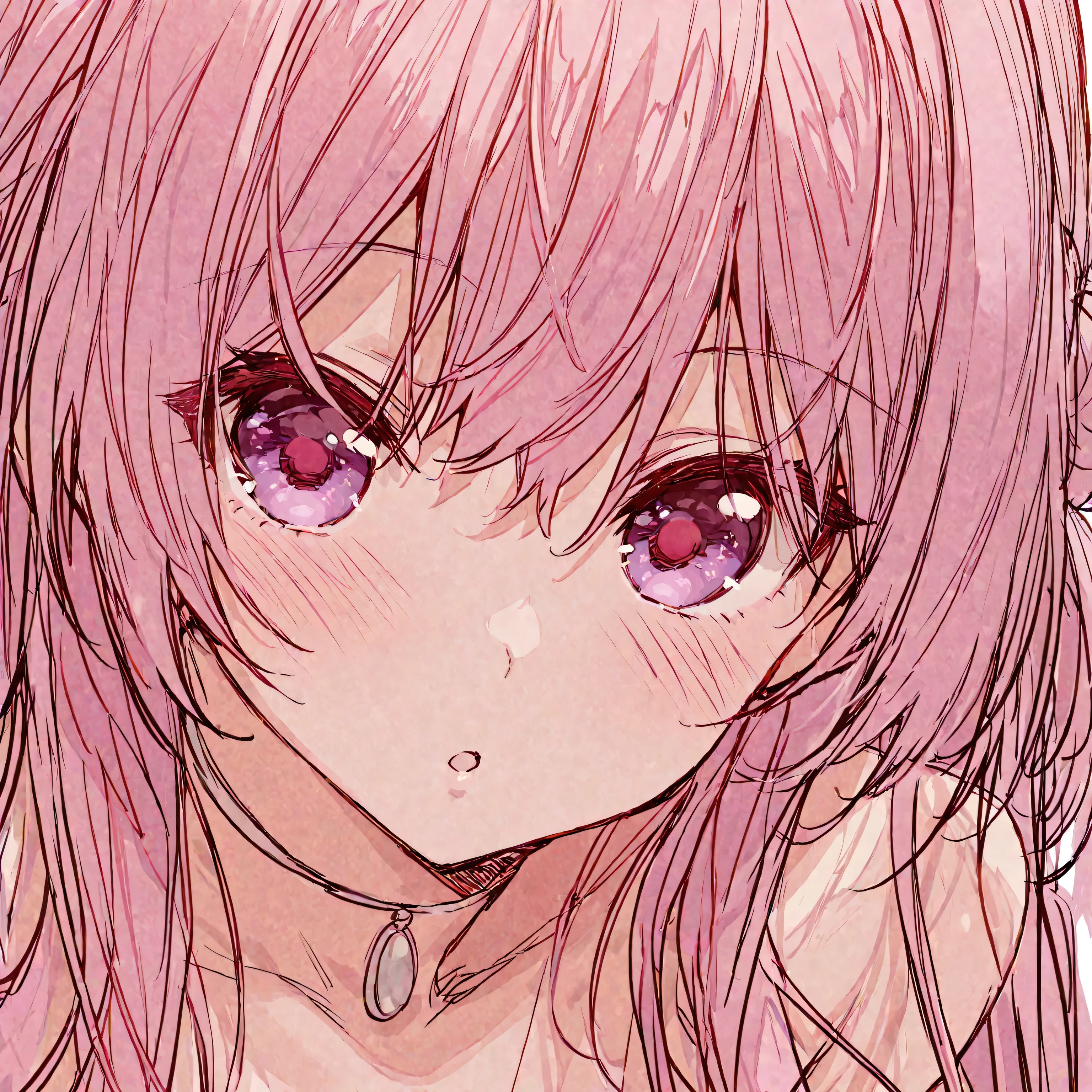 Grit your teeth、Eyes Wide Open、Raise both shoulders、Writhing、、Girl with pink hair、blue eyes、