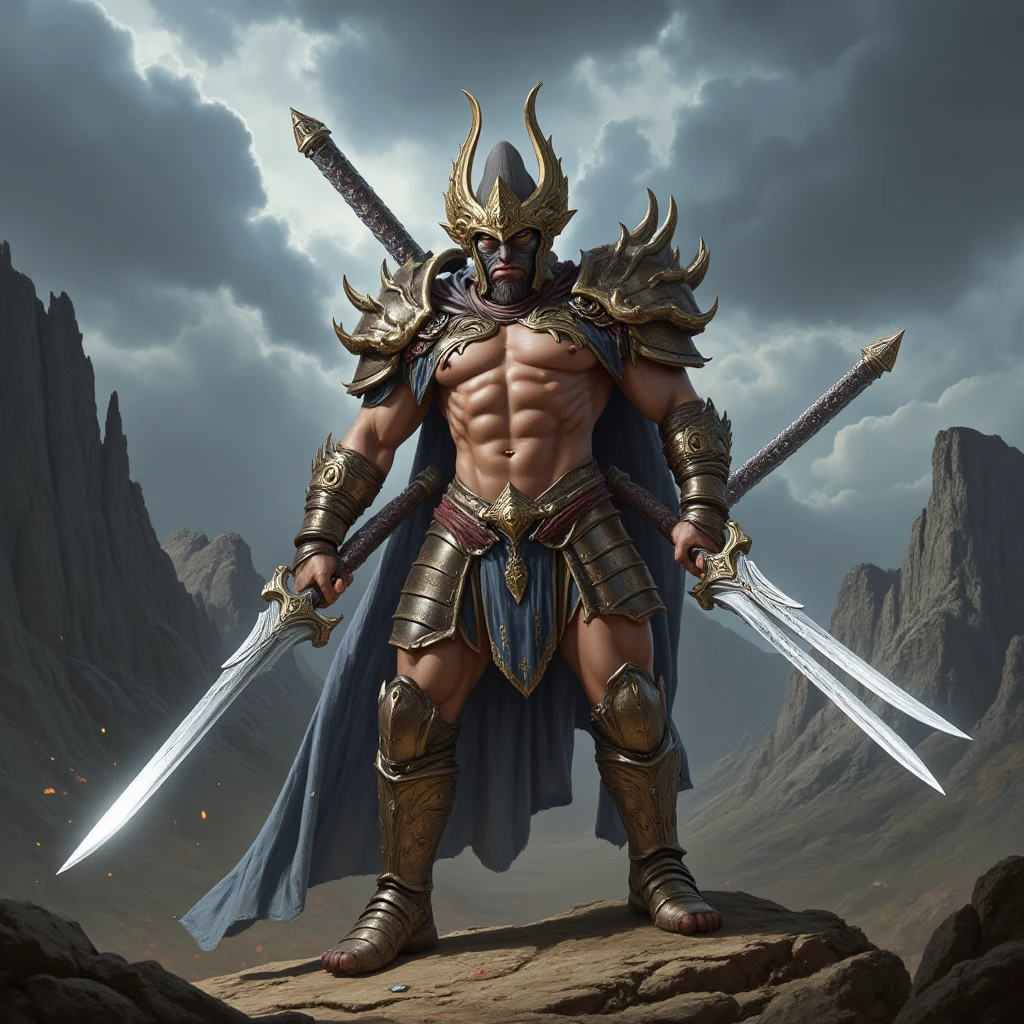 (a beautiful colour pencil drawing of an exotic gladiator:1.2), featuring a naked athletic muscular man:1.3, wearing a minimal jockstrap made of feathers as armor:1.3, full body image, in an arena setting, detailed shading:1.1, dynamic pose:1.1, dramatic lighting:1.2. --auto --s2