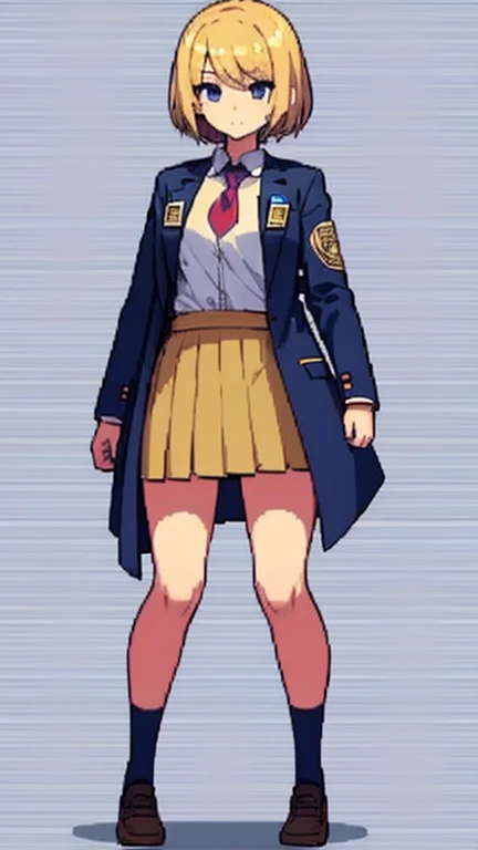 1girl, solo, masterpiece, best quality, highres, in office, long brown hair, ponytail, ((hazel colored left eye)), ((jade colored right eye)), nervous, blush, large breasts, neat figure, thick thighs, suit jacket, opened collared shirt, pencil skirt, leggings, hairclip, necktie, ear rings, ((hiding under the desk)), from above, male pov, ((nsfw)), on their knees, ((sucking dick)), looking up