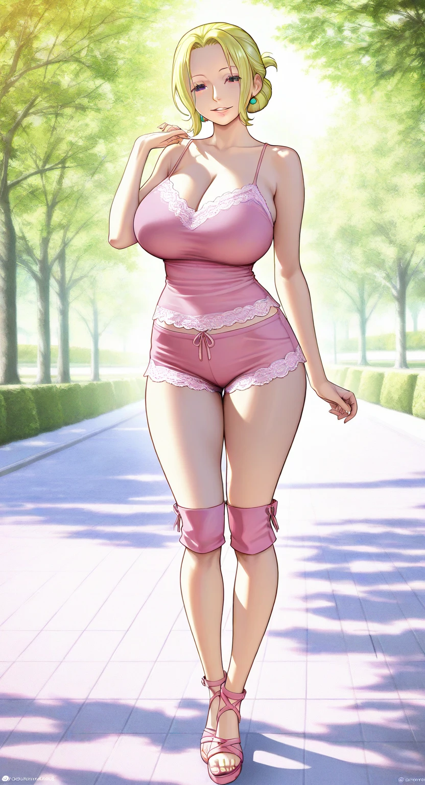 (masterpiece:1.3, Highest quality, Ultra-high resolution, Super detailed), (Realistic, photoRealistic:1.4), Beautiful illustrations, Perfect lighting, colorful, Depth of written boundary, Beautiful detailed hair, Beautifully detailed face, Beautiful fine details, Beautiful clavicle, Beautiful body, Beautiful breasts, Beautiful thighs, Beautiful feet, Beautiful fingers, View your viewers, 1 girl, Perfect Face, (Perfect Anatomy, Anatomically correct), Cute and symmetrical face, , , Shiny skin, (Brown Hair), Hair between the eyes, Dark green eyes, Droopy eyes, Big eyes, Long Eyelashes, (((Luxury underwear)))、((Pink floral underwear))),(bra、Embroidery pattern)、(((panties、Embroidery pattern)))、(Beautiful views), Bright lighting、smile、laughing,(((The whole body is visible))) ,((City)),((morning))、(full body:1.3)