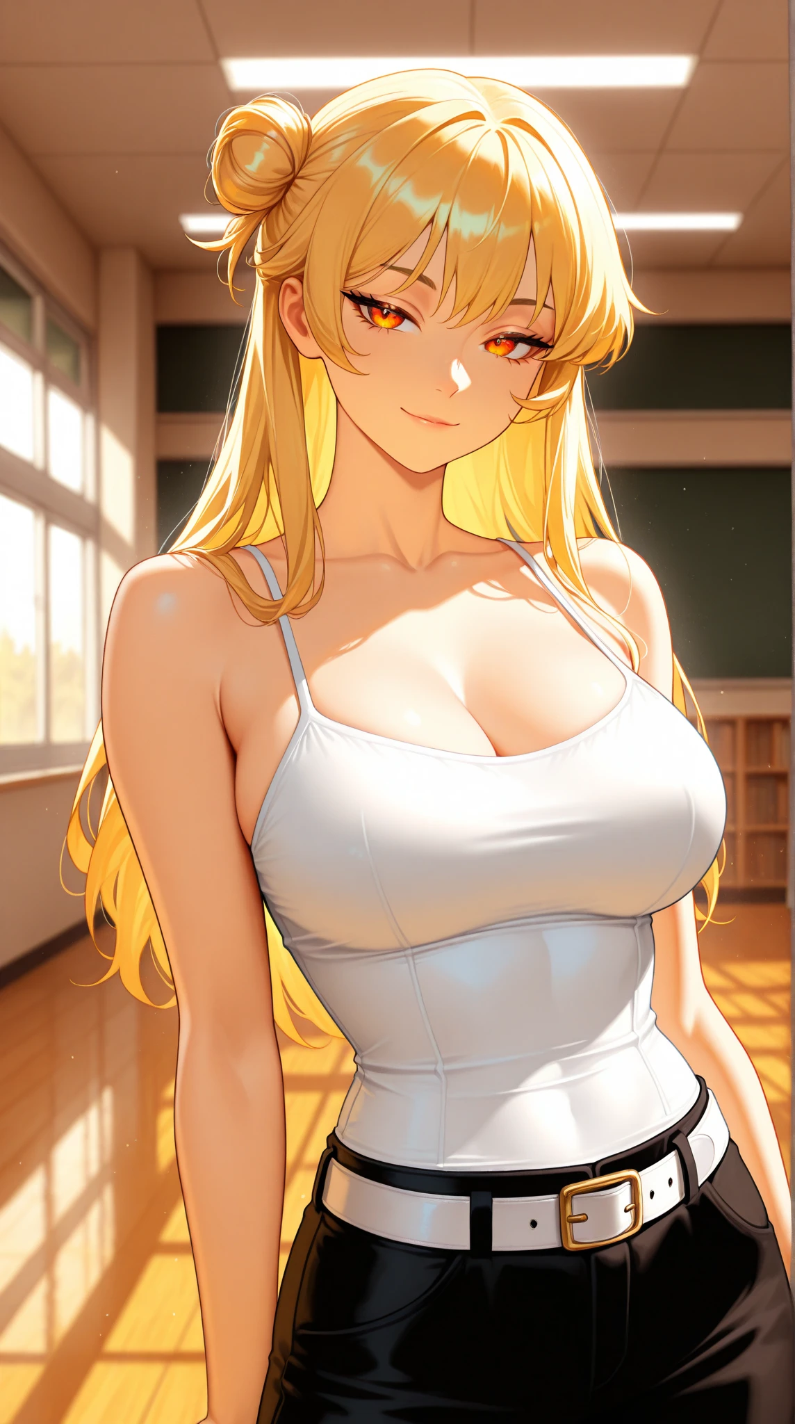 (tmasterpiece), (top-quality), (White bandeau minimal dress:1.5), (Exposed shoulders:1.5), (Towel fabric:1.5), (Be red in the face:1.3), (barechested:1.3), (Realistic:1.5), 1Blittle girl, Precise little pointers, embarrassing looking, Smile, Very Cute Girl, Baby face, Clear eyes, Shining eyes, shoulders are visible, Small breast, thighs visible, No pubic hair, Beautiful skins, ultra-definition, Top resolution, Golden hair, Childlike cleavage,Classroom,the night,dynamicposes,The whole body is uncovered,Underwear zipper,Lori huge breasts cleavage,bit girl,Obscene lines,Female imps,Stick out your tongue,nipple bump,Sexual huge breasts cleavage,dampness,Milk liquid