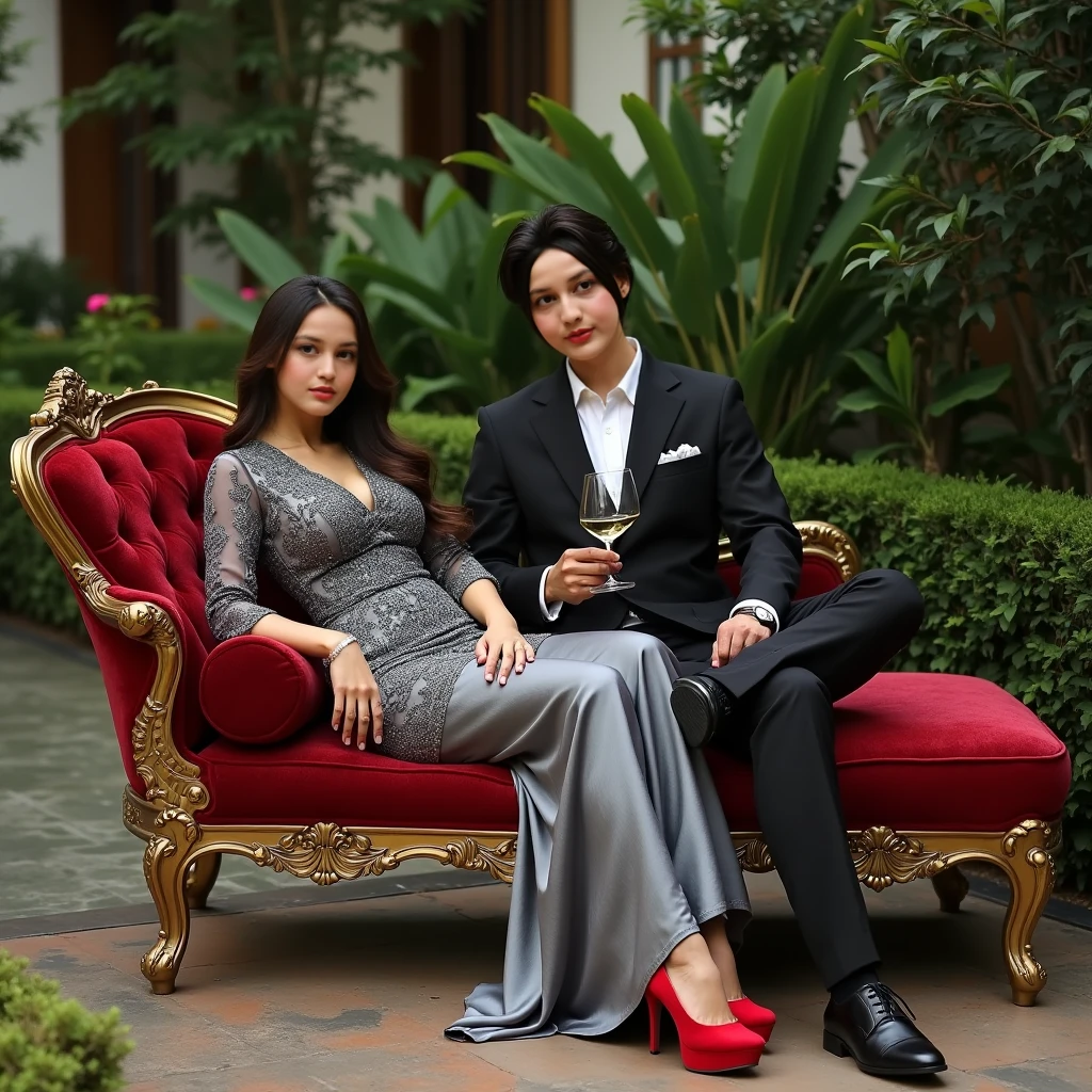 Modern. Russian couple. A man (mature) and beautiful girl . elegant couple. Casual wear. Dark hair color. Very deatiled face. pretty eyes (perfect eyes). 8K resolution. Masterpiece, love, glowing light. Look at the viewer. luxury room background . Bright color.