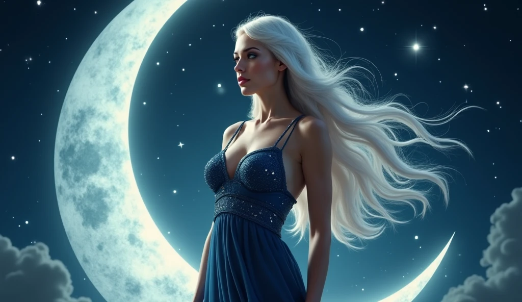 ultra realistic professionals full body camera(((wearing white dress , 2 moons in  night sky))) (photo 1028k qhd) by (James C. Christensen:1.2|Jeremy Lipking:1.1), (Dittmann Anna:0.3), (jiner:0.3), (mise au point nette:1.3) lndswgnr,High detail, instagram top model,, beautiful detailed ice baby blue eyes, k eyes,(eye makeup:1.2) sleeping Pose of the Instagram model, perfect button nose,masterpiece, best quality, ultra-detailed, (photorealistic), an extremely delicate and beautiful, professional lighting, The singing of the Mermaid Princess, the calm sea, the full  2 moons, the reflecting water, the quiet night,