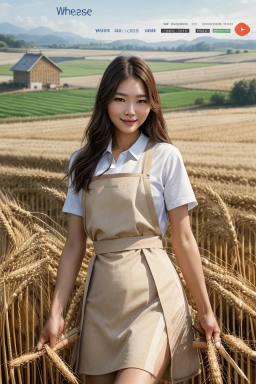 A woman harvesting apples and oranges at a farm:1.5, blouse, Dynamic, cinematic photos,(Ultra Realistic, High resolution), (Highly detailed eyes, Highly detailed hair, highly Detailed face, Highly detailed plump lips,Perfect Anatomy),(Highest quality:1.4), (Realistic, photo-Realistic:1.37), Professional photography, Cinematic Light, (Detailed face: 1.2), smile, Waist line:1.5, Highly detailed skin,very thin fingers, RAW Photos