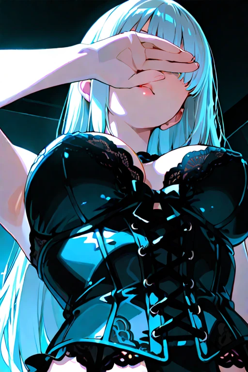 (1girl:1.5), (slavery princess), ((chest up, close up:1.6)), (side view), (clinging to a pillar with both arms), (opened mouth:1.8), looking at a viewer,(ahegao:1.8), (heart shaped pupils:1.8), (ecstasy:1.8), Perfect style, slender body, (super beautiful big eyes, anime style :1.5),well-proportioned body shape, beautiful face, accurate, anatomically correct, highly detailed face and skin texture, detailed eyes, blue eyes, double eyelids, thin eyebrows, glitter eyeliner: 1.2, blushed cheeks, round face, glossy skin, fair skin: 1.2, (glossy lips: 1.4), (Voluptuous lips:1.5), full of delight, seductive posture, innocent and Cute girl, BREAK (wearing a micro bikini, white glossy metallic fabric ), (( beautiful extra long hair, flowing bangs, straight:1.6)), (pale green hair, vivid black as innercolors, multi haircolor:1.5), (tied up with large shackles with skull signature :1.5), (large slave collar, chained:1.6), (prisoner tattoo:1.6), BREAK (focus on her slim curve), ((( in her solitary confinement , prison : 1.6)), top quality, (Masterpiece: 1.3), (Maximum resolution: 1.2), (Ultra HDTV: 1.2), Cinema light, Ultra HDTV, (Detailed eyes and skin), (Detailed facial features), HDR, 8k resolution, Sharp Focus: 1.2,