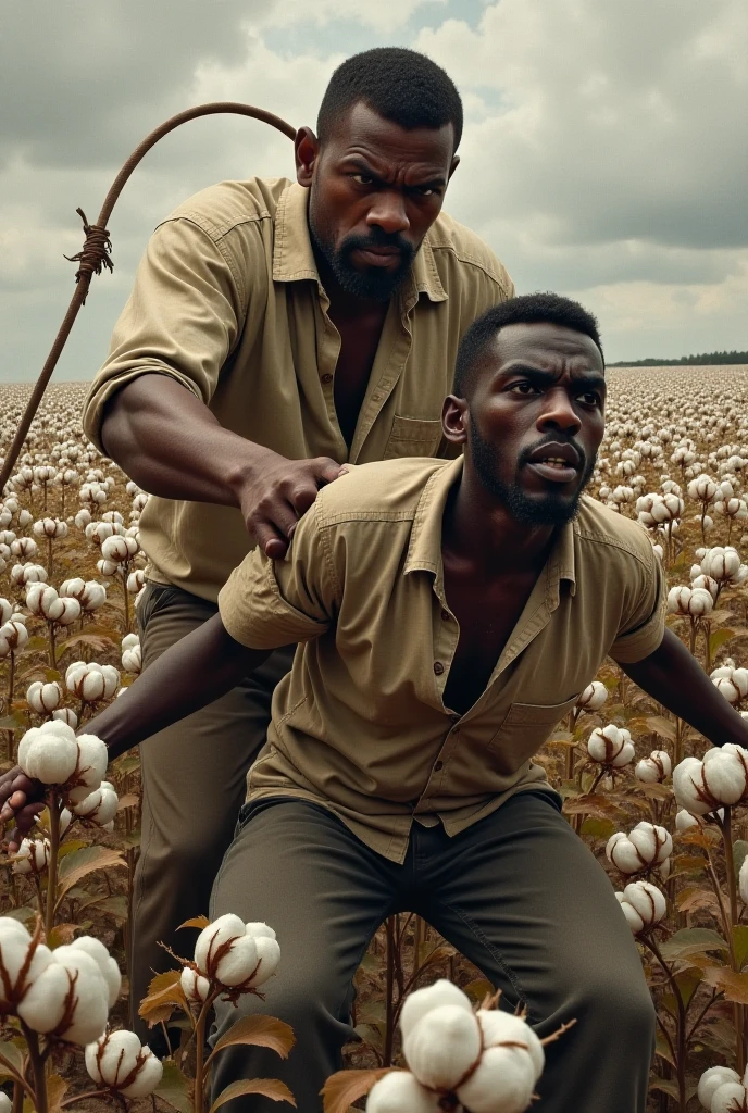 black guy picking up cottons while his master smokes crack
