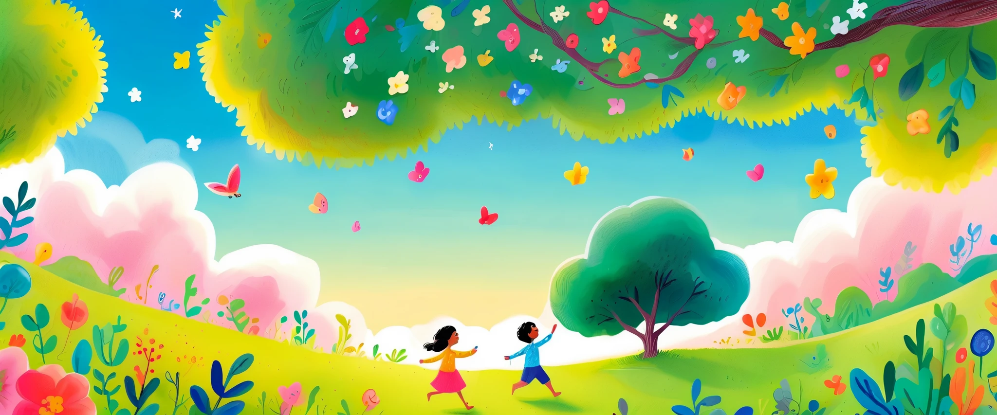 ren playing , Boy and girl , boy and girl , Cor Neutra，boho，fosco，glass sculpture，  broken glass effect  ， Vivid and bright colors ，luz natural，Iwona Lifsches and Catherina Abel Figurative Art，Bela obra de arte digital no estilo de Andy Kehoe e Jasmine 3 Griffith，Colored broadleaf tree drawing，Colourful leaves on the tree，sunset，starry sky，white cloud，Extremo close up，fantasy-realism，Fascinante，HDR，Highly detailed photorealistic digital art，Macro photography by Miki Asai，close up，ultra detailed，trend on ArtStation，sharp focus，studio photos，intricate details，very detailed，greg rutkowski，misterioso