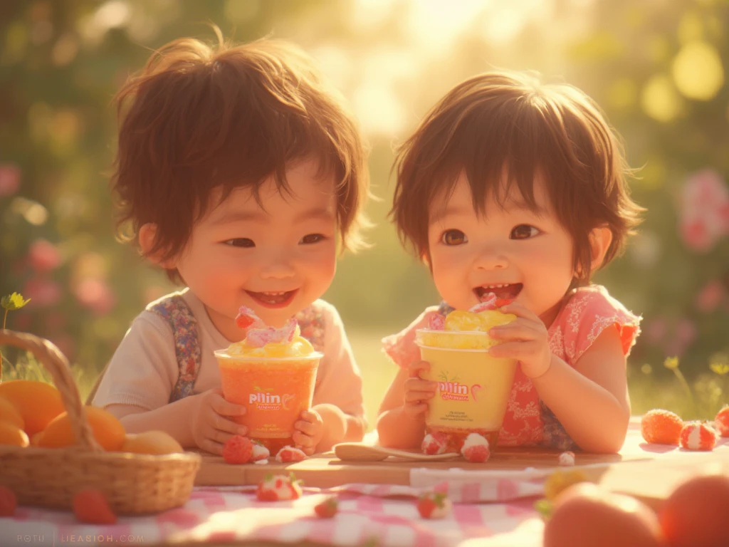 A 1--old eating banana milk from his father's hand.