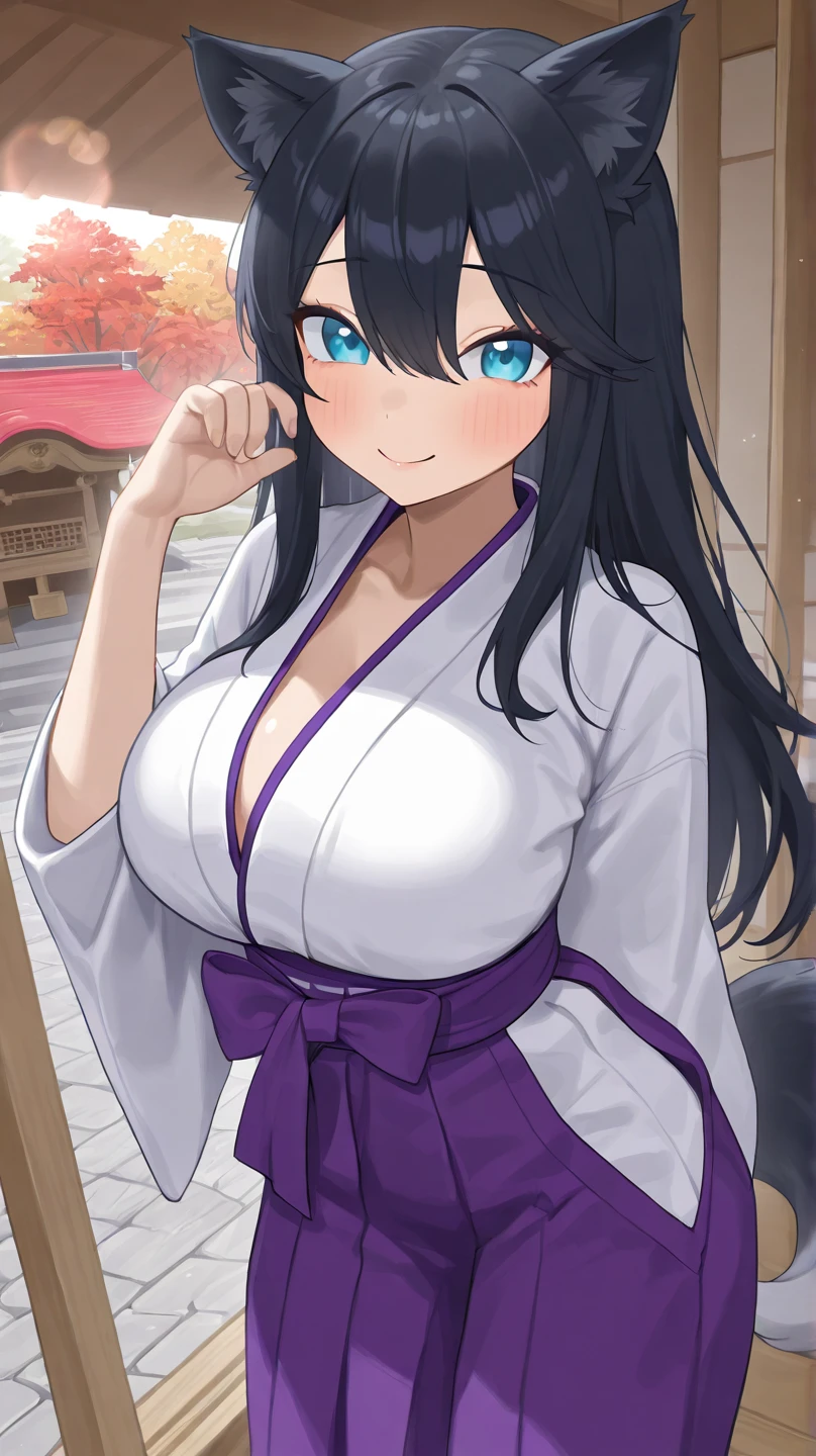 1 girl, long hair, big breasts, sexy body, smiling and blushing, wearing a kimono that shows cleavage