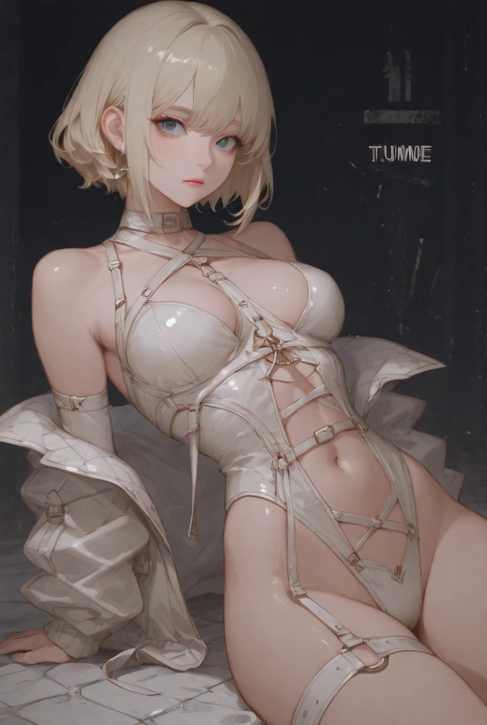 Top Quality Ultra High Resolution (Photorealistic:1.4) 1 Girl (White Sports Bra, Sheer Transparent), (Yoga Pants: 1), Big, Watching Viewer, Laughing, Cute, Full Body Gym, (Platinum Pink Hair: 1)