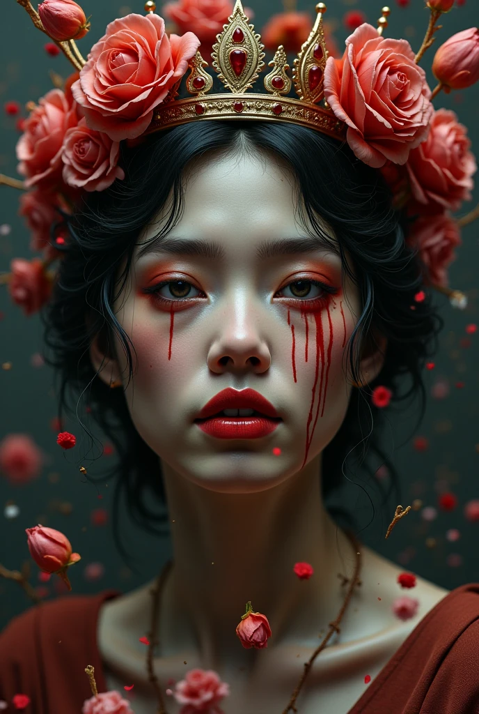(masterpiece), (4k), (fujiflm), (16k), Visually captivating artwork, with skillful use of color, composition, and light. Innovative artwork, showcasing unique and imaginative concepts. (gore , colourful , princess in blood elements) Emotionally resonant artwork, effectively conveying a narrative. Momentum-aligned artwork, reflecting a sense of movement and progress. Skillfully crafted artwork, demonstrating meticulous detail and technique.