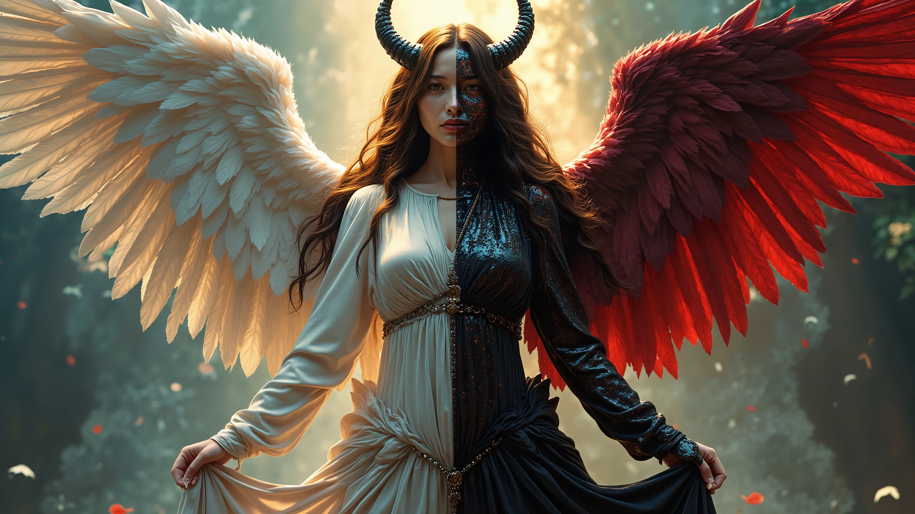 Half devil、 half angel woman, Half long 、 the other half long