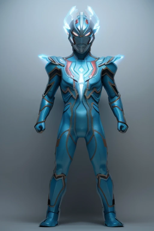 Make this image into 3d with ice blue color mix For Ultraman 