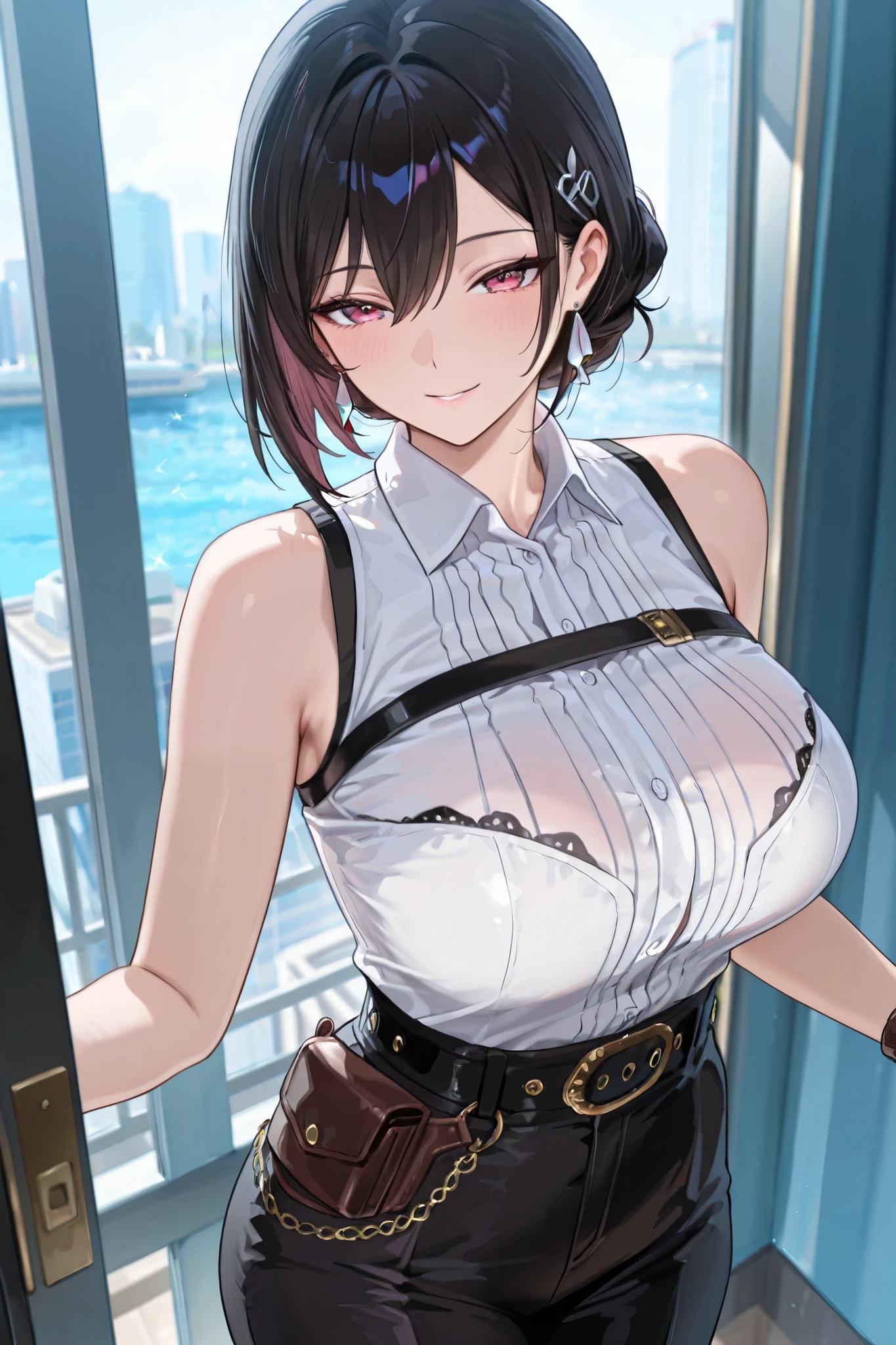 Masterpiece, Best Quality, Beautiful Woman, Married Woman, Big Breasts, Sleeveless Clothes,