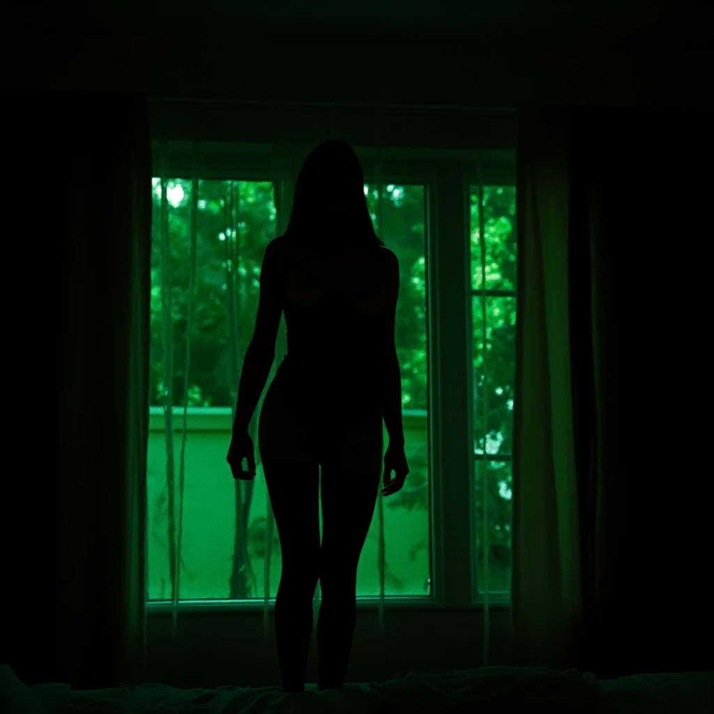 Platinum blonde hair girl athletic smallest using redlight silhouette filter sexy pose nude dark silhouette redlight silhouette challenge in doorway of bedroom darkness but red silhouette very dark room redlight challenge,darkness and red filter;a little more darkness and red