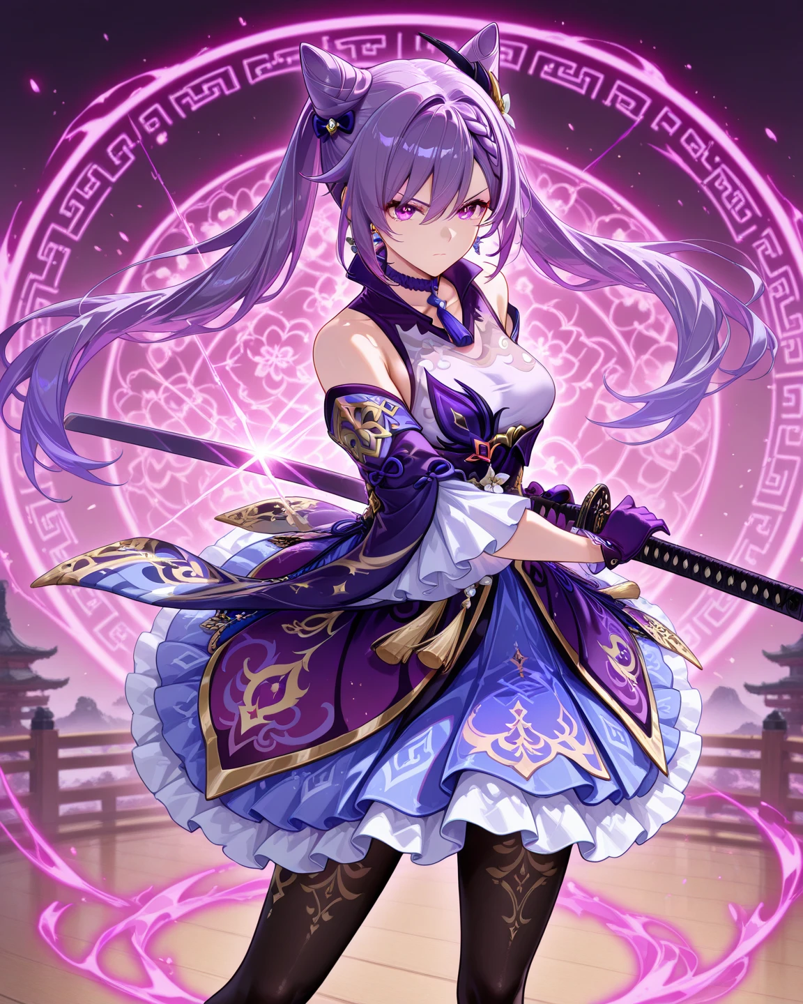 A woman in a blue dress holding a sword and a sword, full body xianxia, genshin impact keqing, extremely detailed artistic germ, by Yang J, artistic germ style, arte detallado de Onmyoji, Onmyoji, genshin impact zhongli, guweiz, anime goddess
