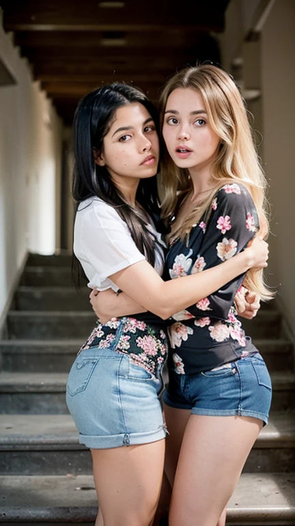 chica rubia y chica de cabello negro oscuro