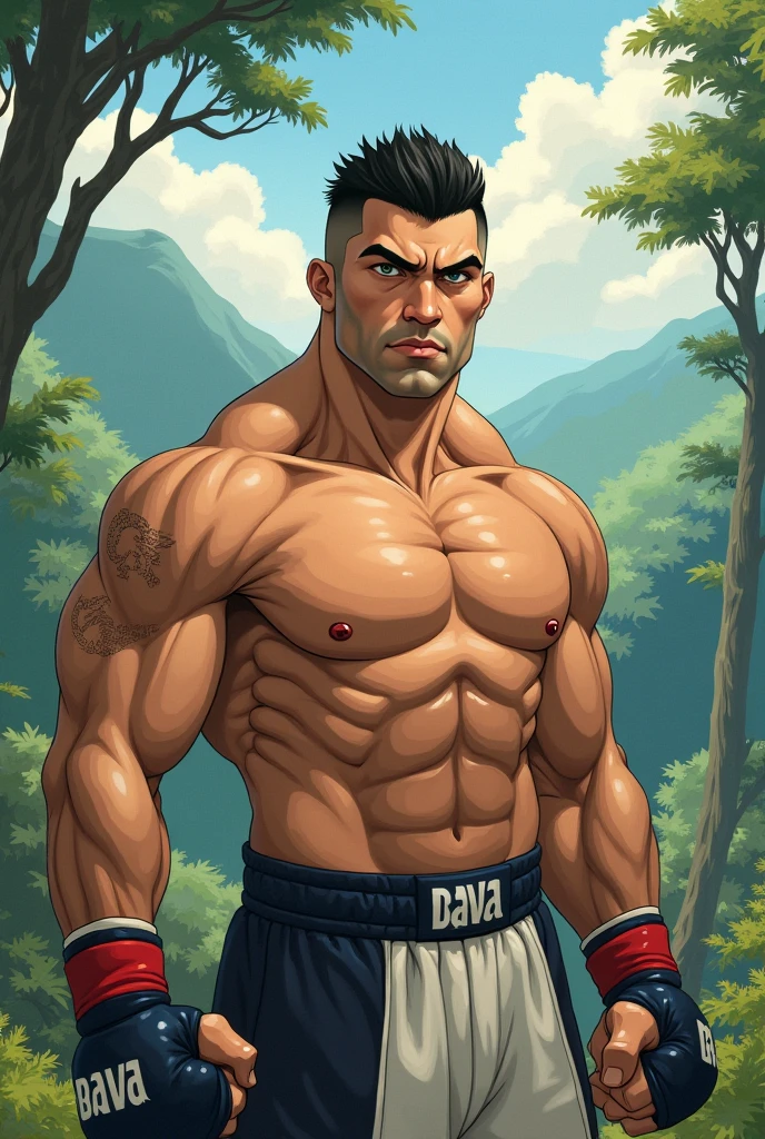 Muay Thai fighter cartoon