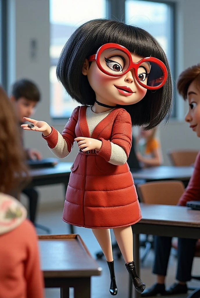 Edna Modas dos Incredibles teaching a class in a classroom 