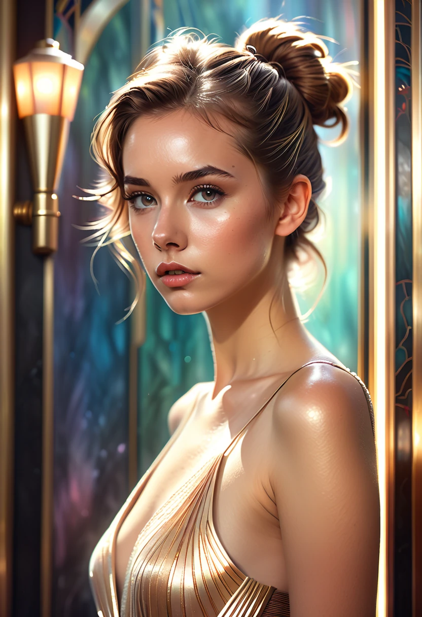 portrait of beautiful happy young ana de armas wearing a beautiful silky white dress, painted by greg rutkowski, stanley artgerm, igor kieryluk, coherent, hyper realistic, blue eyes ilya kuvshinov, trending on artstation